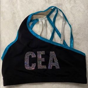 Asymmetrical CEA sparkly practice wear top
